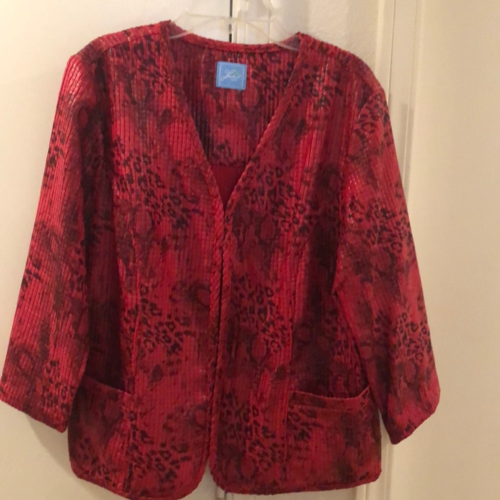 Red animal print jacket